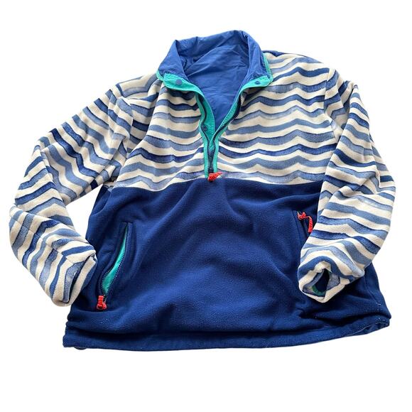Chubbies Reversible Fleece 1/2 Zip Pull Over Jacket Men Size Large Blue Waves - Picture 1 of 10